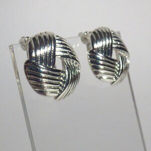 SALE! Silver Love Knot CLIP-ON EARRINGS  Woven/Round Chunky STUD 3/4” Minimalist